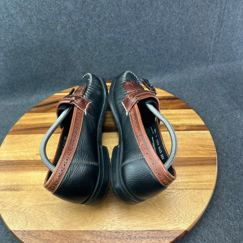 GH Bass Weejuns Michael Mens 10.5 Black Brown Leather Kiltie Tasseled Loafers